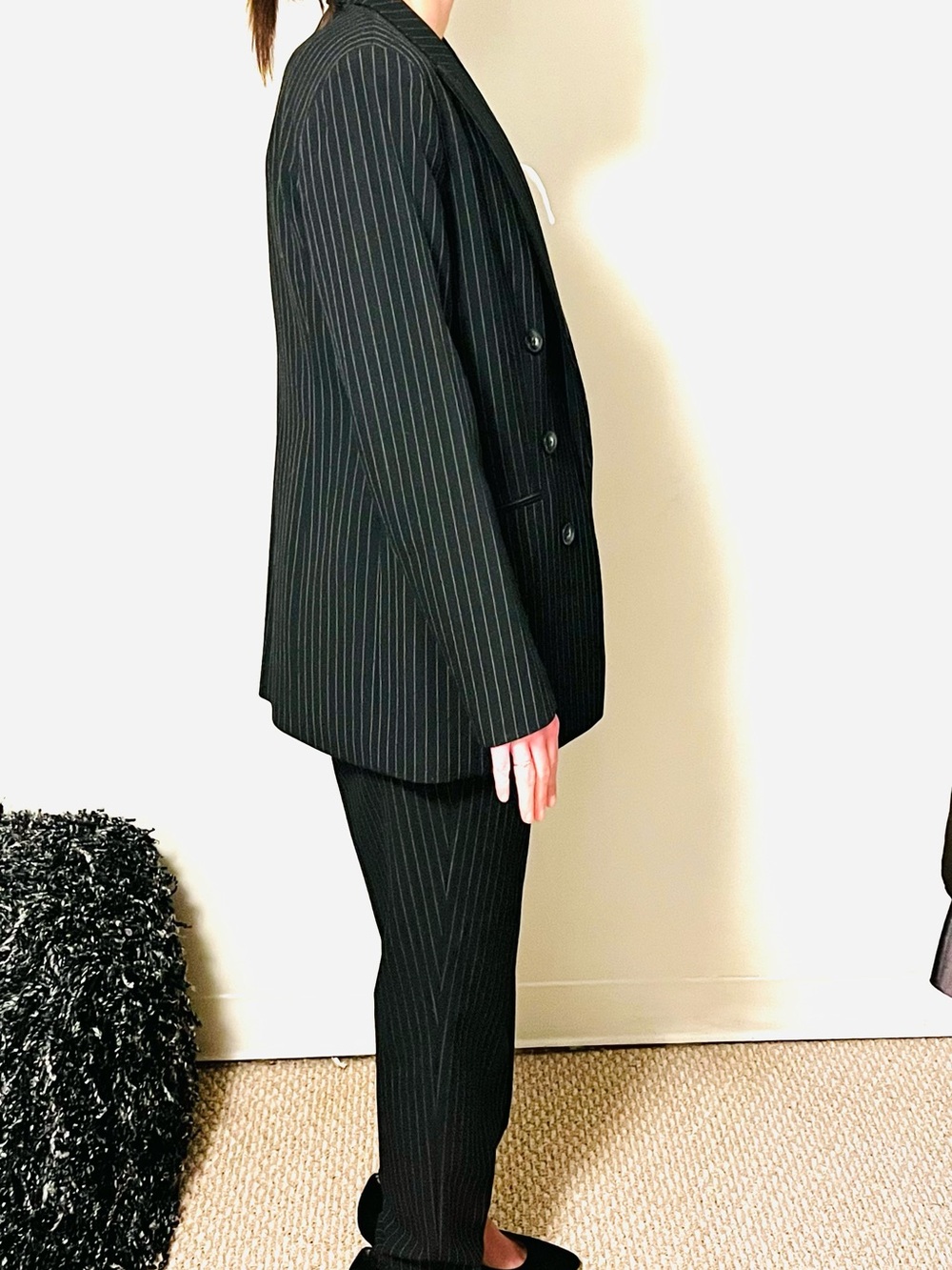 Bar III Black Pinstripe Double-Breasted Blazer - Picture 9 of 13